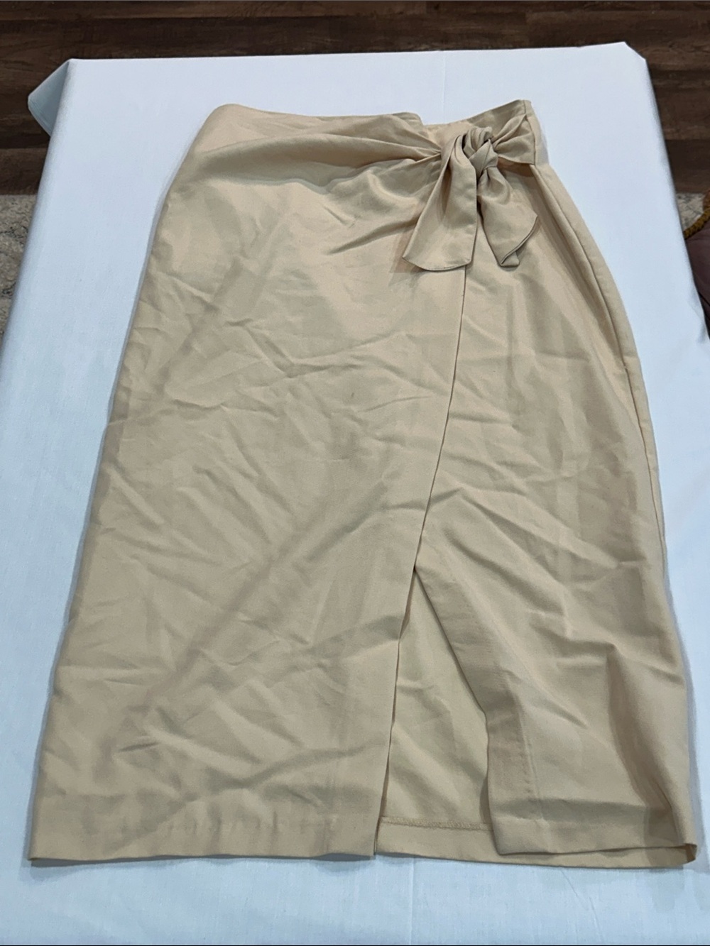 Zara Beige Wrap-Detail Pencil Skirt